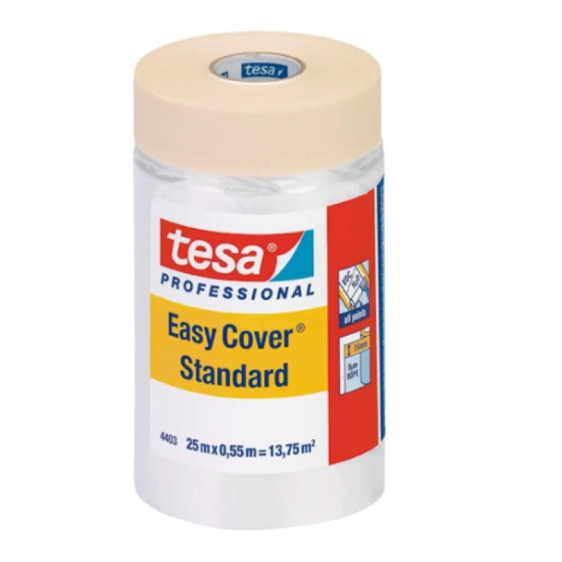 Tesa 4403 Easy Cover Standard plēve ar krāsotāju lenti, 550mm x 25m, 13,75m2