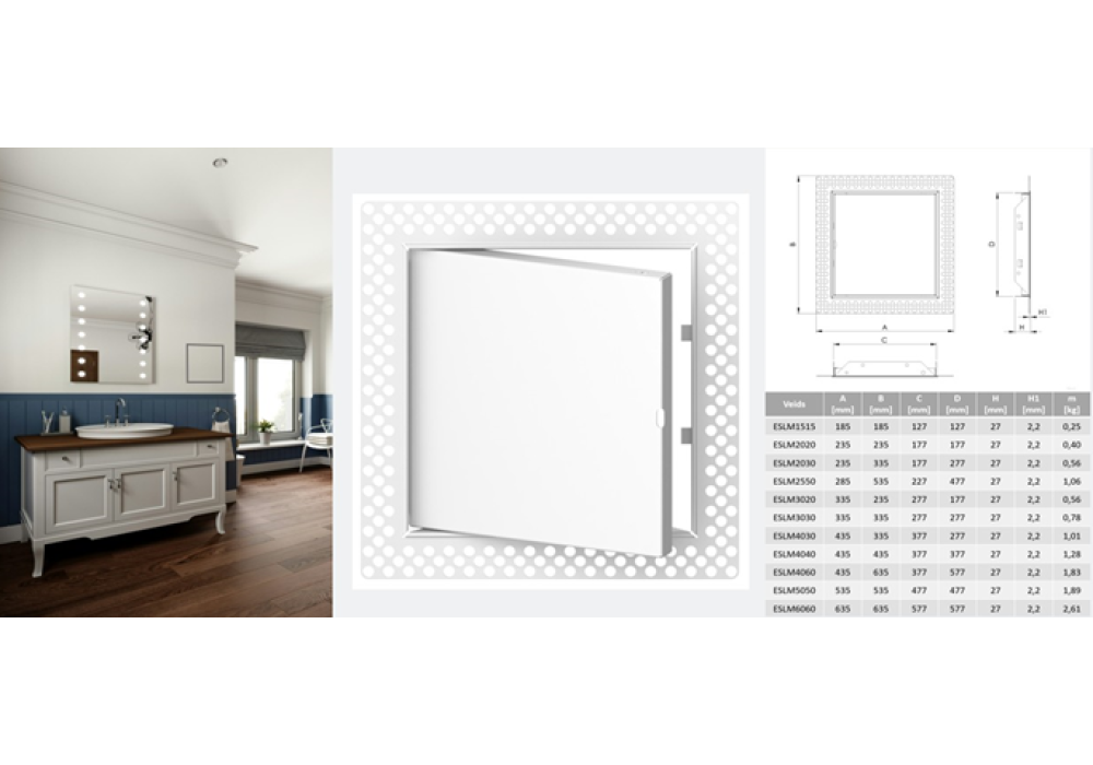 Europlast metāla revīzijas lūkas, slēptās montāžas