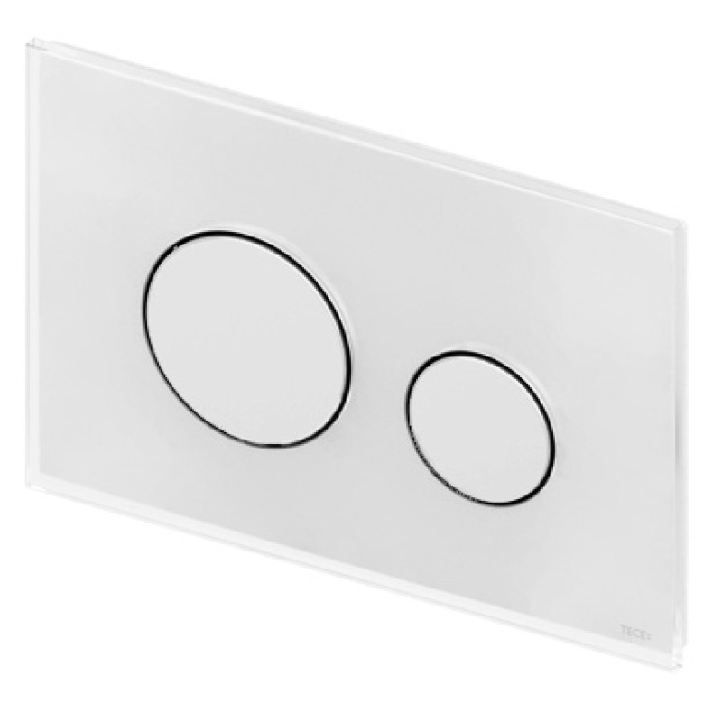 Tece taustiņš TECEloop duo, 220x150 mm, balta stikla plāksne/baltas pogas