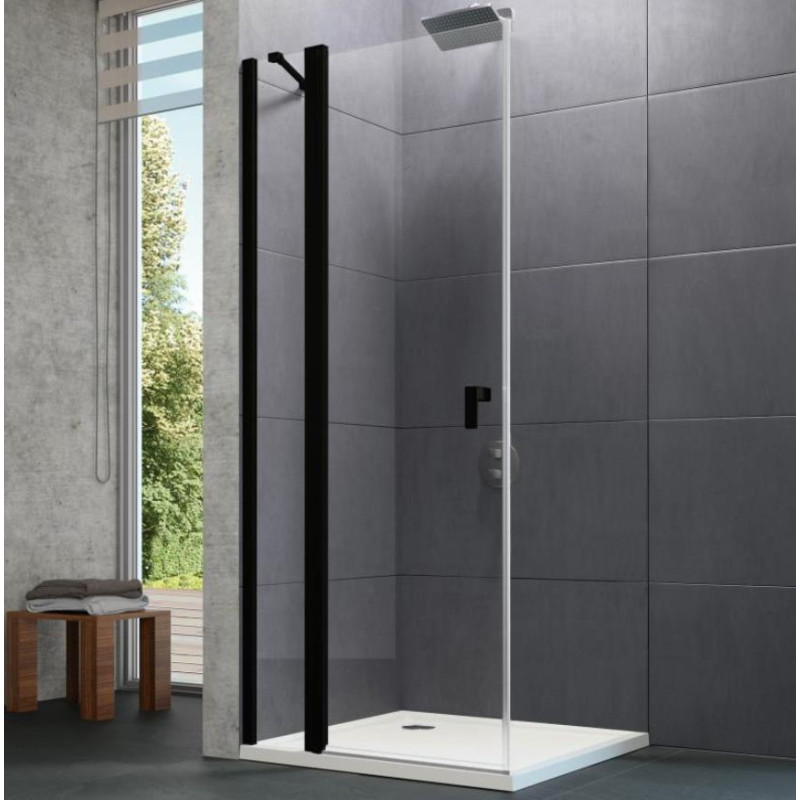 Huppe dušas durvis stūrim/nišai Design pure, 1000 mm, h=2000, black edition/caurspīdīgs stikls AP