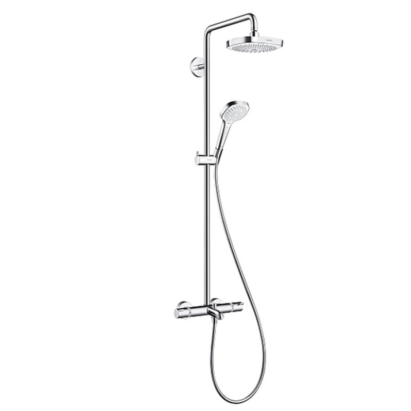 Hansgrohe dušas sistēma ar vannas termostatu Croma Select E 180 2jet/Croma Select E Multi, balta/hroms