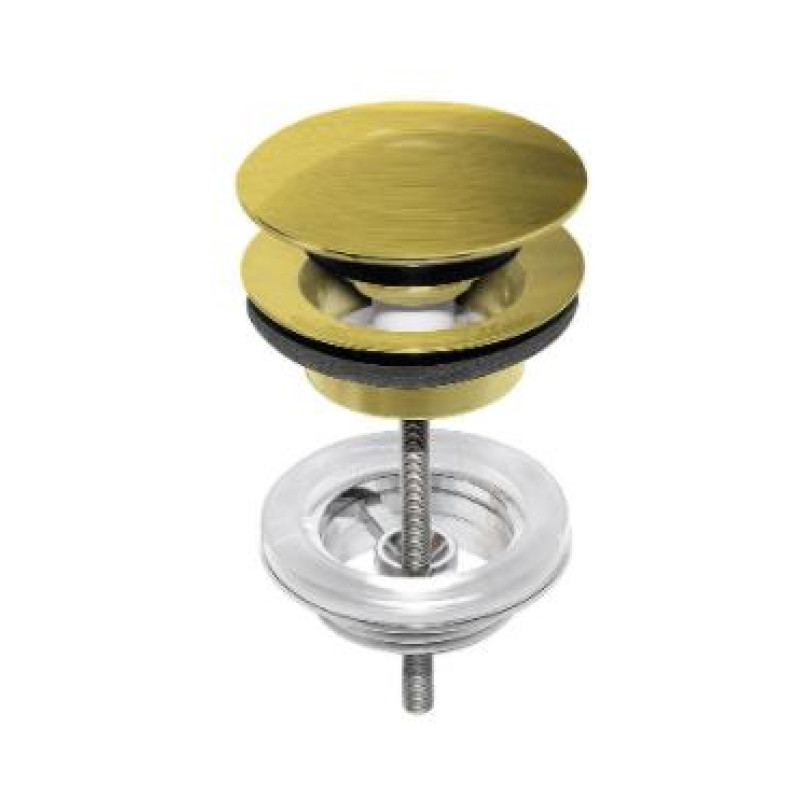 Gustavsberg izplūde izlietnei ar dekoratīvo vāciņu, push-open, brushed brass