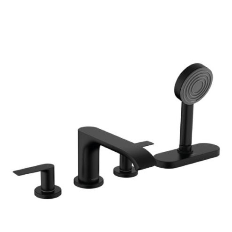 Hansgrohe iebūvējamā vannas maisītāja Vivenis virsapmetuma daļa, 4 caurumi, uz virsmas, matēts melns +sBox