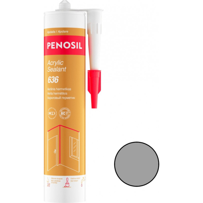 Penosil Acrylic Sealant 636 Krāsojams akrila hermētiķis 280ml, pelēks