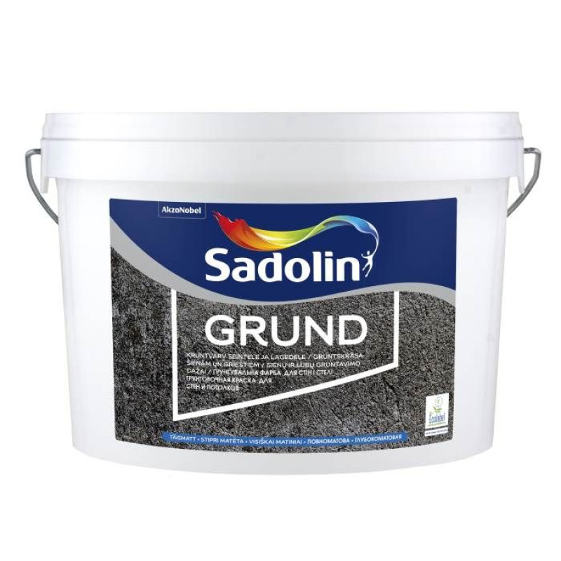 Sadolin Grund Gruntskrāsa sienām un griestiem, stipri matēta, balta 10L