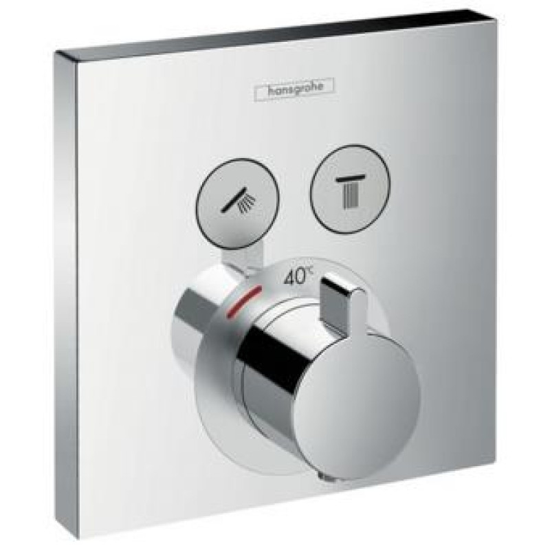 Hansgrohe ShowerSelect Iebūvējamais dušas termostats, 2 funkcijas, hroms