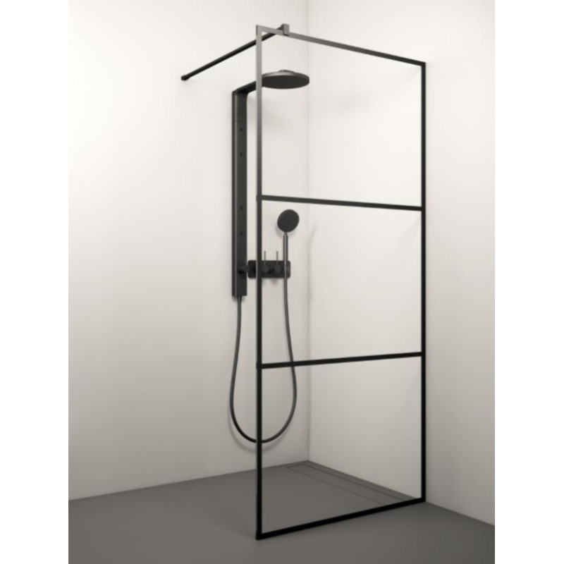 Stikla Serviss dušas siena Kaira Black Deep 2, 1200 mm, h=1250 mm, melns/matēts balts stikls