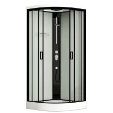 Roth dušas kabīne Laneta, 900x900 mm, h=2190, r=550, komplektā paliktnis, sifons un maisītājs,melns/caurs