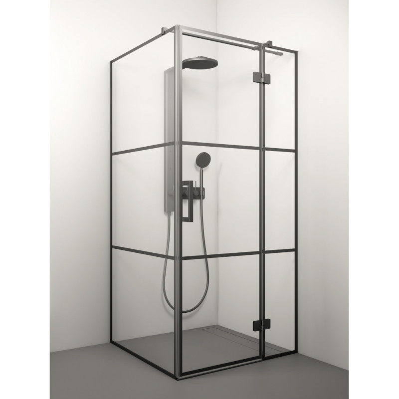 Stikla Serviss dušas stūris Lorena Black Deep2, 900x900 mm, h=2000, melns/caurspīdīgs stikls