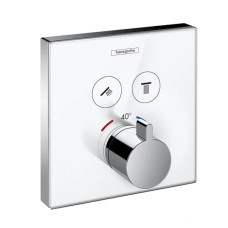 Hansgrohe iebūvējamā termostata ShowerSelect virsapmetuma daļa, ar divām izejām, balts stikls/hroms