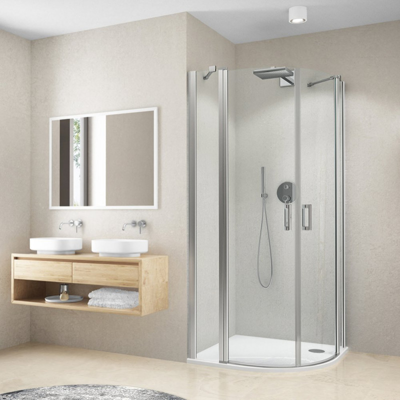 Roth dušas stūris CI P55, 900x900 mm, h=2023, r=550, briliants/caurspīdīgs stikls