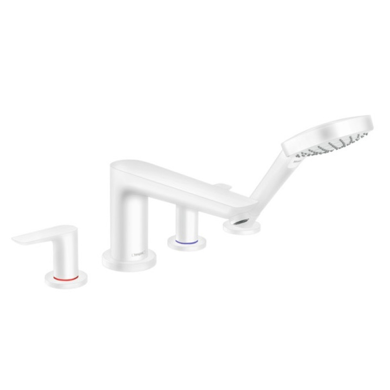 Hansgrohe iebūvējamā vannas maisītāja Talis E virsapmetuma daļa, 4 caurumu, uz virsmas, matēts balts