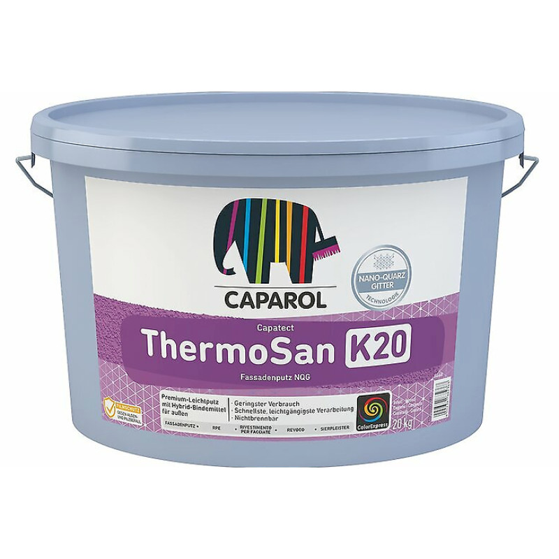 Caparol Capatect ThermoSan Fassadenputz NQG K20 Lietošanai gatavs vieglais apmetums (biezpiens) 2mm, 20kg