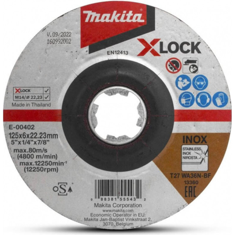 Makita Accessories Slīpēšanas disks MAKITA X-Lock 125x6mm RST WA36N