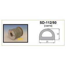 Sanok Blīvgumija D profils 21x15mm melns (1x50m) m