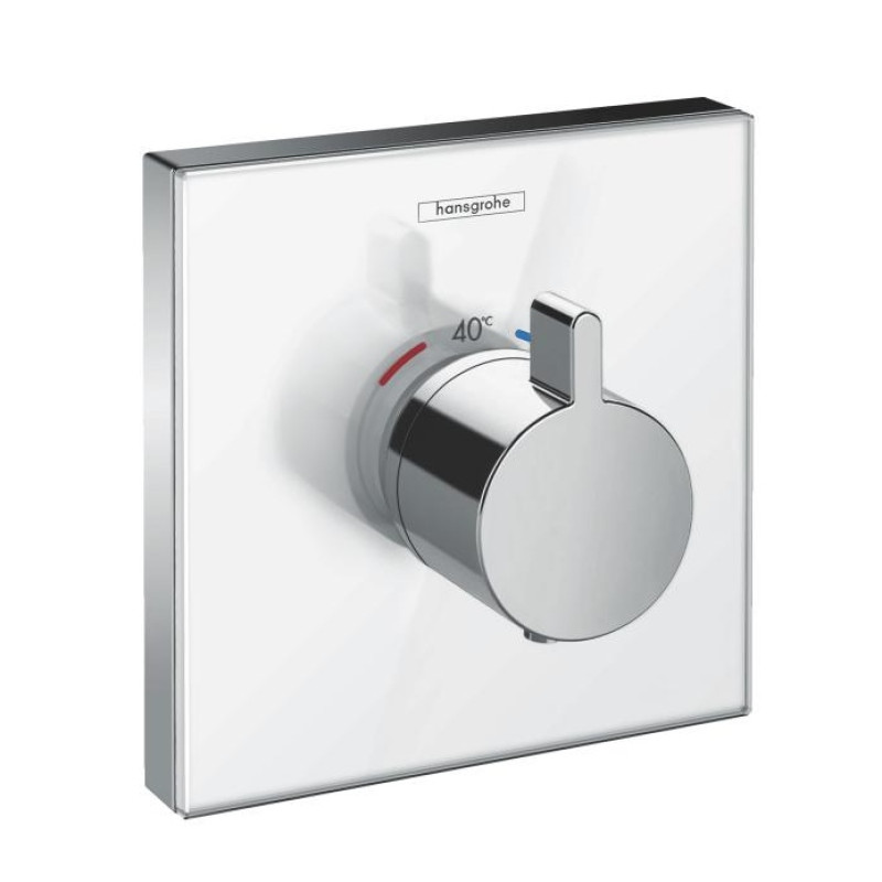 Hansgrohe iebūvējamā termostata ShowerSelect Highflow virsapmetuma daļa, balts stikls/hroms