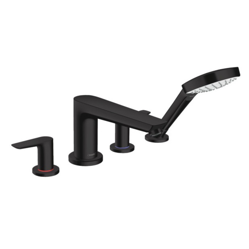 Hansgrohe iebūvējamā vannas maisītāja Talis E virsapmetuma daļa, 4 caurumu, uz virsmas, matēta melna