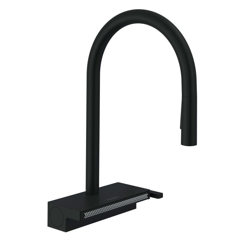 Hansgrohe virtuves izlietnes maisītājs ar izvelkamu dušu Aquno Select M81 170 3jet, matēts melns + sBox