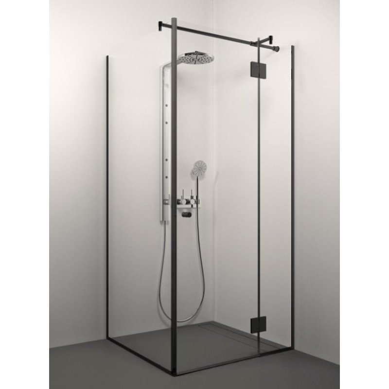 Stikla Serviss dušas stūris Veronica Black, 900x900 mm, h=2000, melns/caurspīdīgs stikls