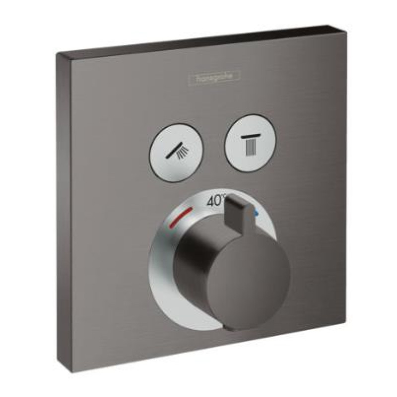 Hansgrohe iebūvējamā termostata ShowerSelect virsapmetuma daļa, ar 2 izejām, brushed black chrome