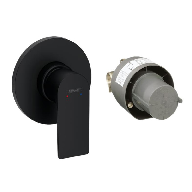 Hansgrohe iebūvējams dušas maisītājs Rebris E, ar zemapmetuma daļu, matēts melns
