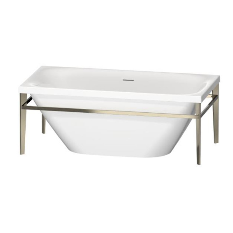Duravit vanna Viu, 1600x800 mm, brīvstāvoša, ar dekoratīvu  rāmi champagne matt, ar sifonu, balta akrila