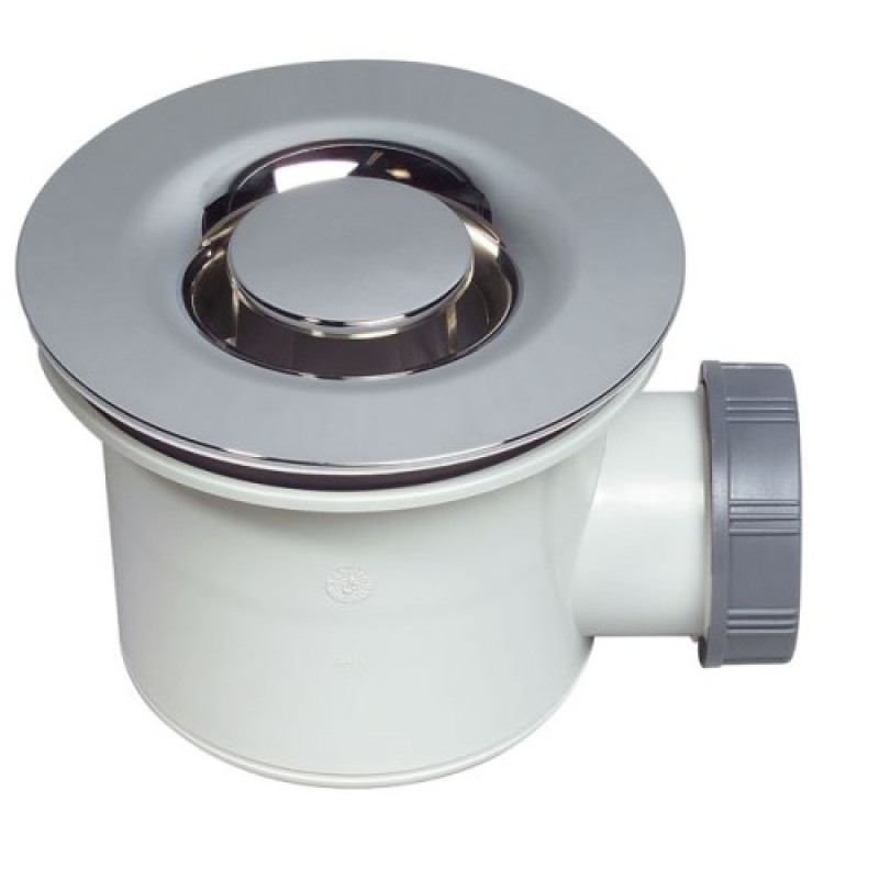 Wirquin dušas paliktņa sifons Tourbillion, d=90x40 mm, 29 l/min, plastmasa, balts/hroms