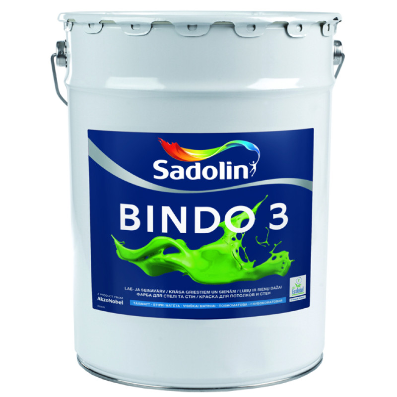 Sadolin Bindo 3 Dziļi matēta krāsa sienām un griestiem BW 20L