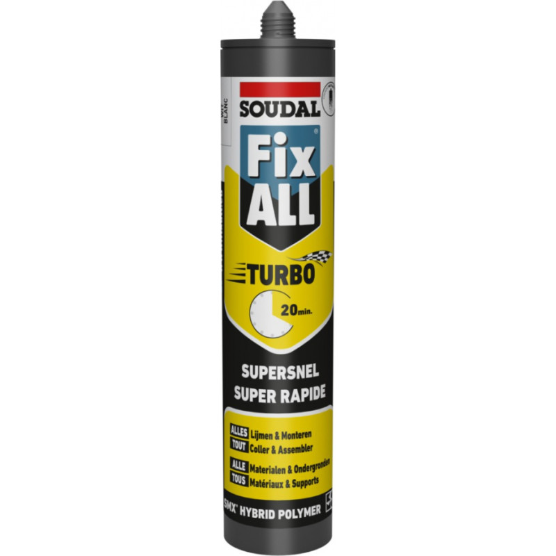 Soudal Fix All Turbo Ātri cietējoša hibrīda polimēru līme/hermētiķis, balts, 290ml