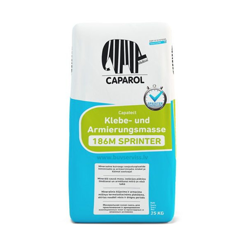 Caparol Capatect Klebe-und Armierungsmasse 186 M Sprinter izolācijas plākšņu līmēšanas un armēšanas java ziemā, 25kg