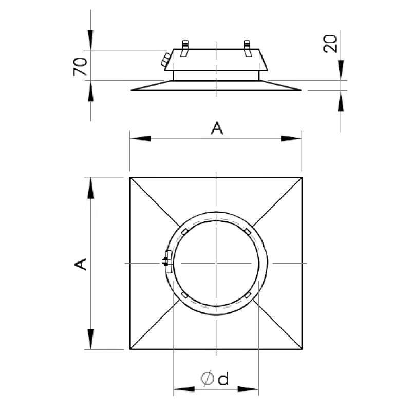 Almeva Jumta plāksne ar lietus apkakli W/130 - gab.