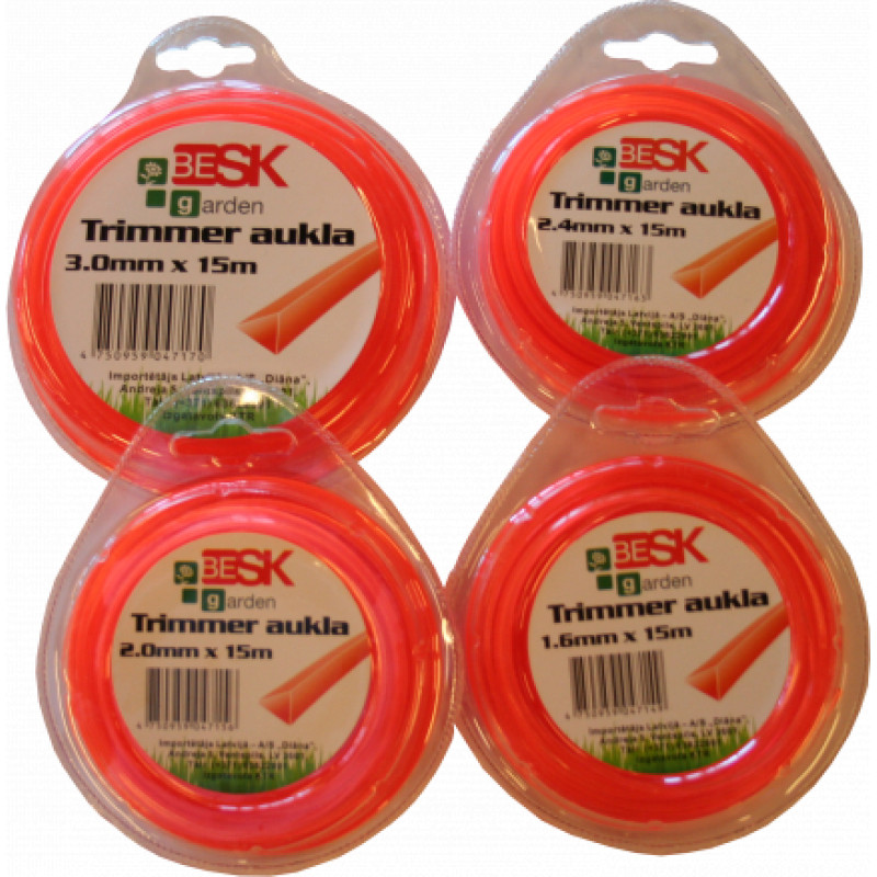 Besk Trimmera aukla 1.6mm*15m trīsstūris
