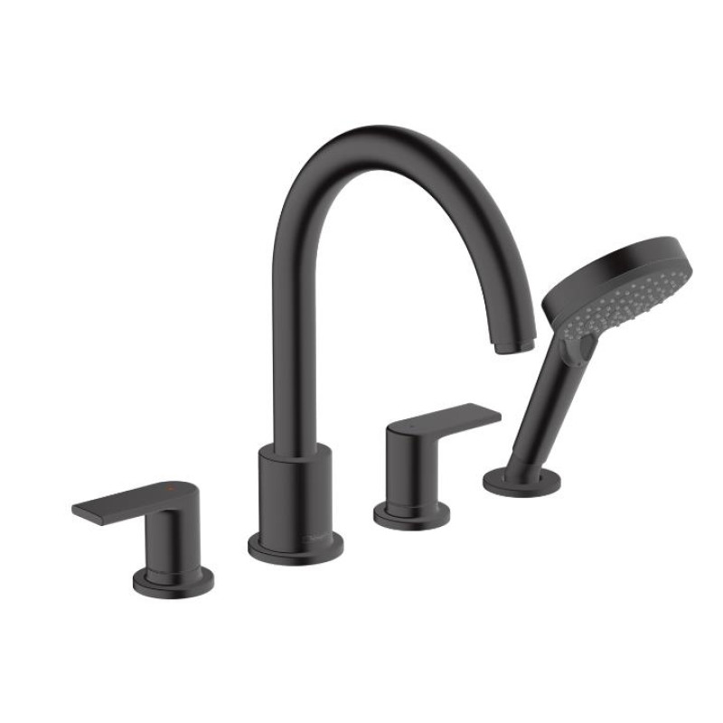 Hansgrohe iebūvējamā vannas maisītāja Vernis Shape virsapmetuma daļa, 4 caurumu, uz virsmas, matēts melns