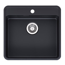 Reginox virtuves izlietne Ohio 50x40 Tapwing (L), viena bļoda, 540x510 mm, ar maisītāja caurumu, jet black