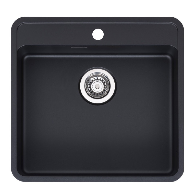 Reginox virtuves izlietne Ohio 50x40 Tapwing (L), viena bļoda, 540x510 mm, ar maisītāja caurumu, jet black