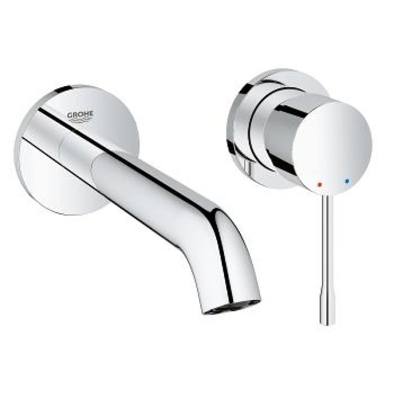 Grohe Essence M Iebūvējamā izlietnes maisītāja virsapmetuma daļa, 2 caurumu, no sienas, iztece 183mm, hroms
