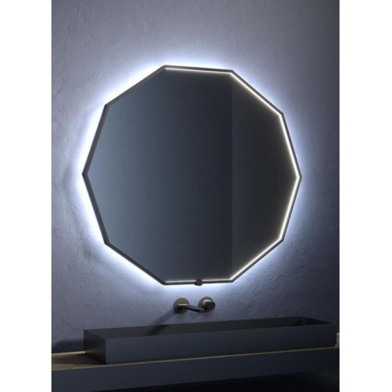 Vanita & Casa spogulis ar apgaismojumu Deca Ghost Frame, d=600 mm, melns