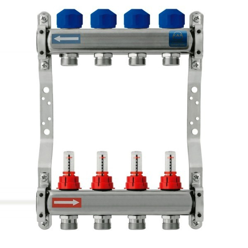 Kan-Therm NT 4-atzaru kolektors ar plūsmas mērītājiem. - gab.