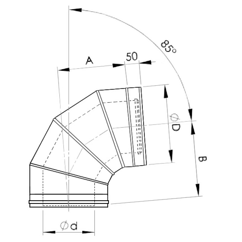 Almeva Līkums 85° DW25/130 - gab.