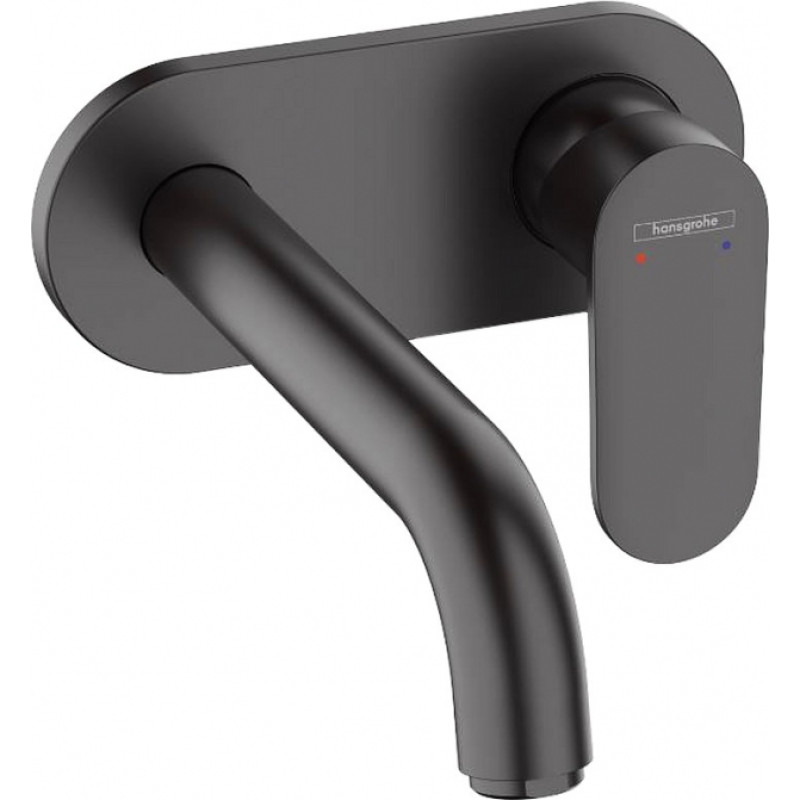 Hansgrohe izlietnes maisītāja Vernis Blend virsapmetuma daļa, 2 MC, iztece 207 mm, no sienas, matēta melna