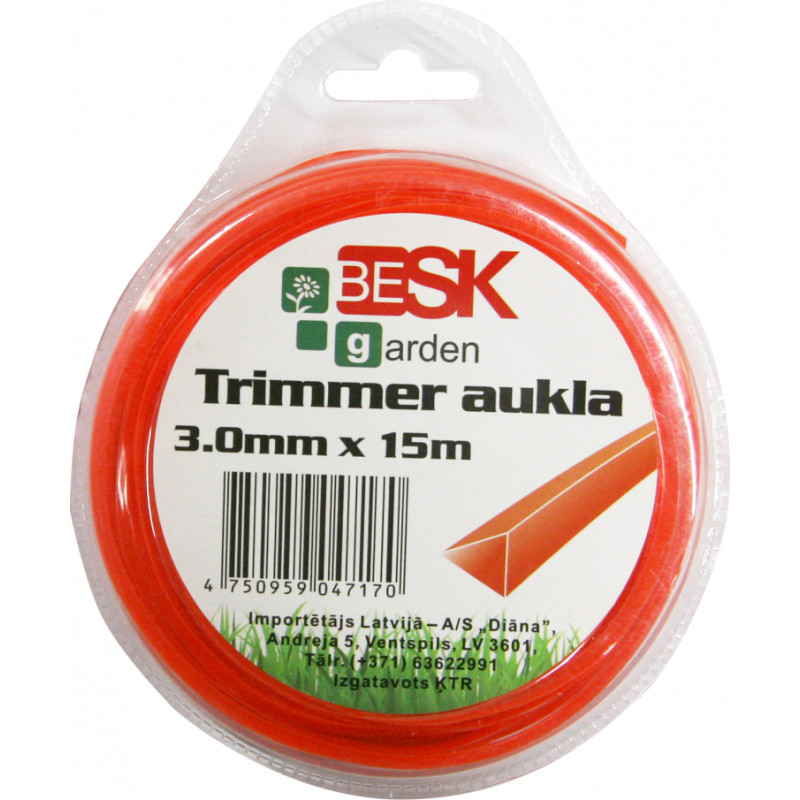 Besk Trimmera aukla 3.0mm*15m trīsstūris