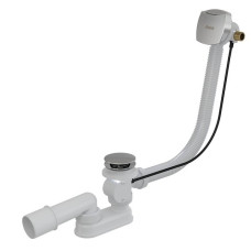 Ravak vannas sifons, d=40/50 mm, ar uzpildi, trose 800 mm, plastmasa, balts/hroms
