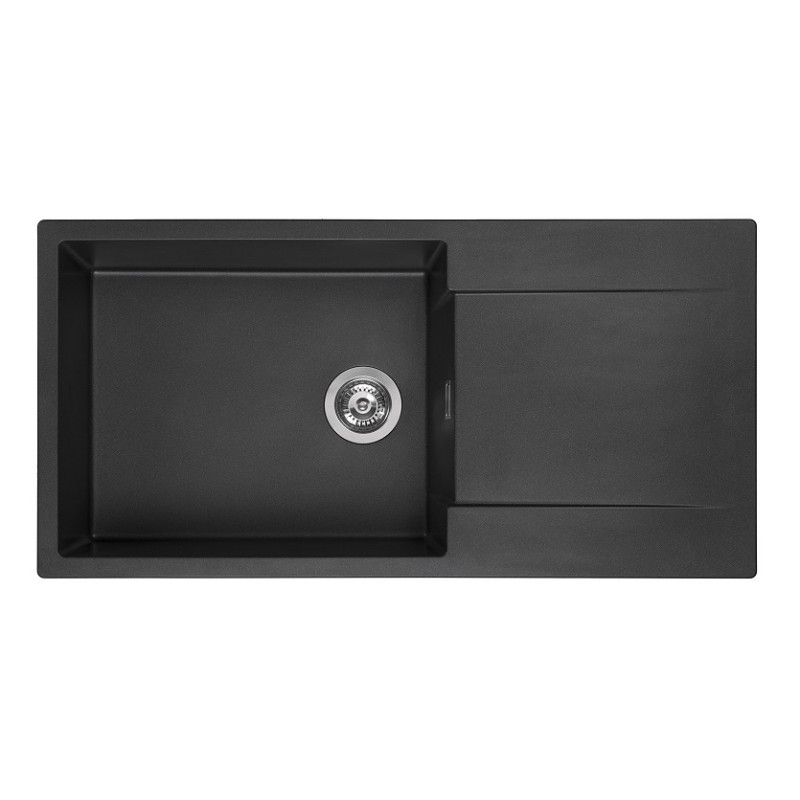 Reginox virtuves izlietne Amsterdam 540, viena bļoda ar plauktu, 1000x500 mm, black silvery