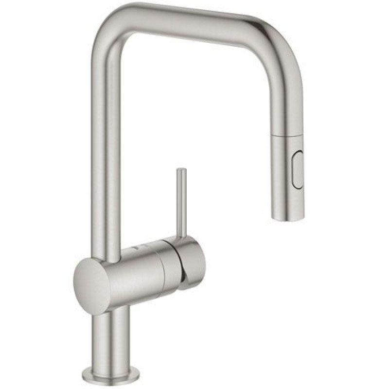 Grohe virtuves izlietnes maisītājs ar izvelkamu dušu Minta, supersteel