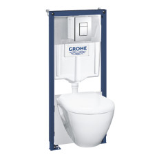 Grohe komplekts - pods ar SC vāku Serel, rāmis h=1130 mm, taustiņš Skate Cosmo hroms, GroheFresh,  stiprin
