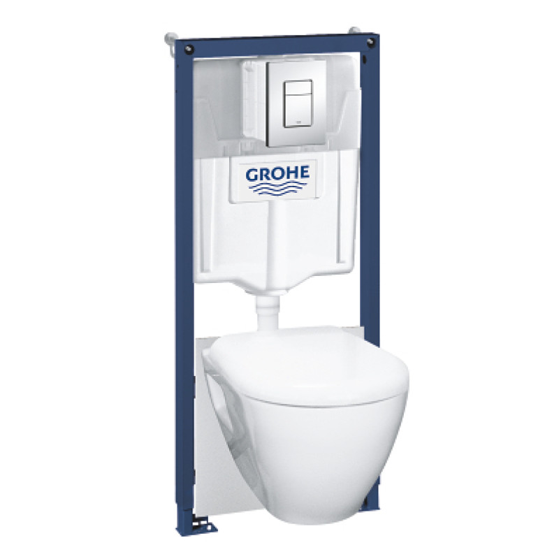 Grohe komplekts - pods ar SC vāku Serel, rāmis h=1130 mm, taustiņš Skate Cosmo hroms, GroheFresh,  stiprin