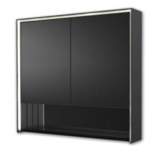 Vanita & Casa spoguļskapis ar apgaismojumu Tristar Ghost, 600 mm, h=700 mm, ar vaļēju plauktu, melns