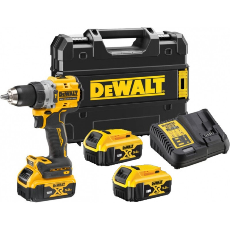 Dewalt Akumulatora triecienurbjmašīna-triecienskrūvgriezis 18V XR, BL (+2x5.0Ah, lādētājs, koferis) DCD805P2T-QW