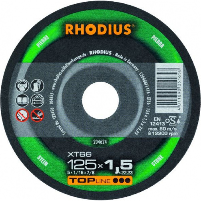 Rhodius Plāni griešanas diski XT66 125x1.5x22.23 - gab.