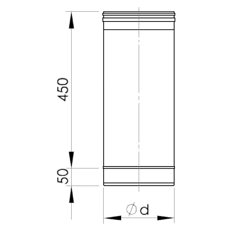 Almeva Dūmvada caurule EW/130, 450mm - gab.